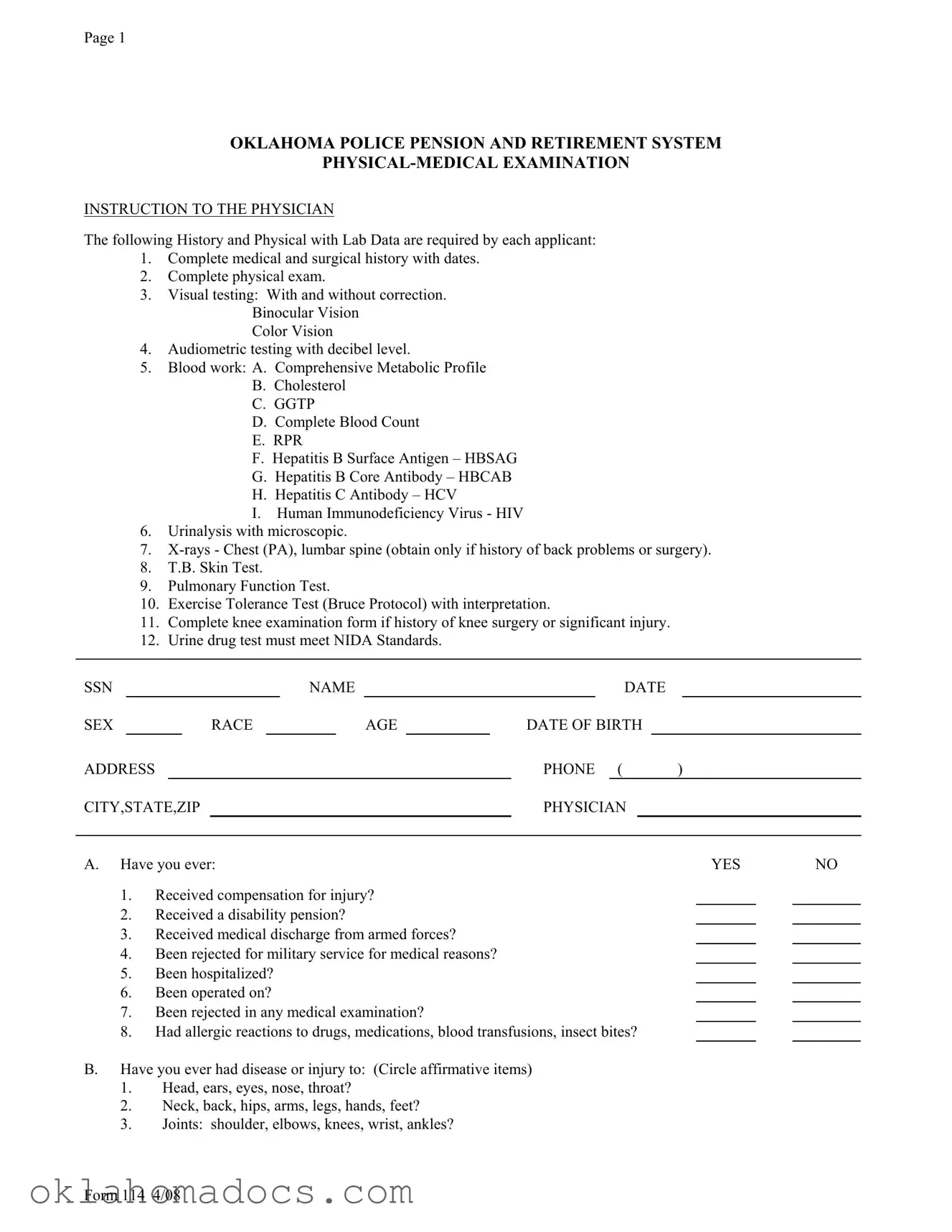 Free 114 Oklahoma Form