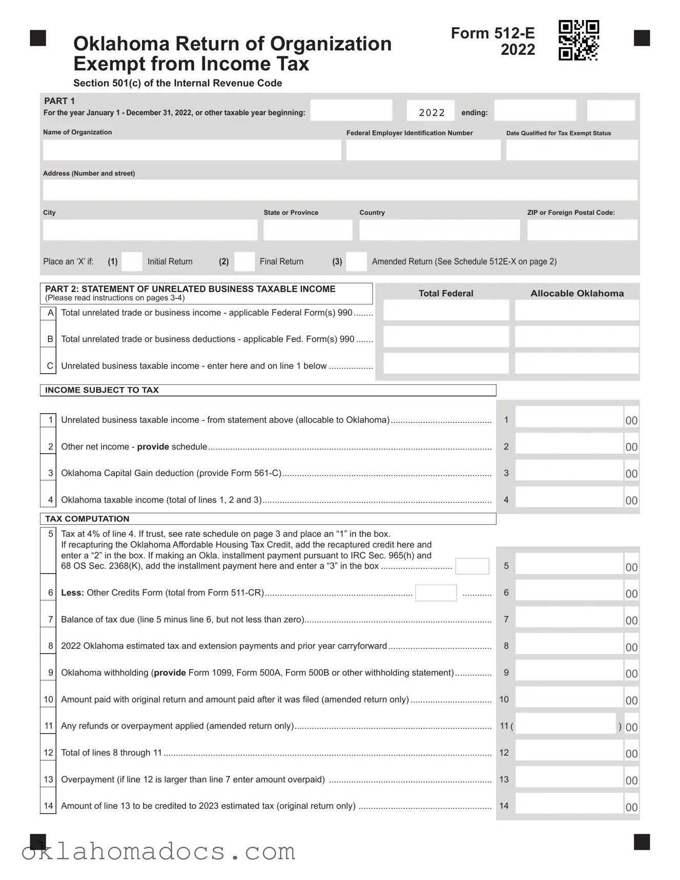 Free Oklahoma 512E Form