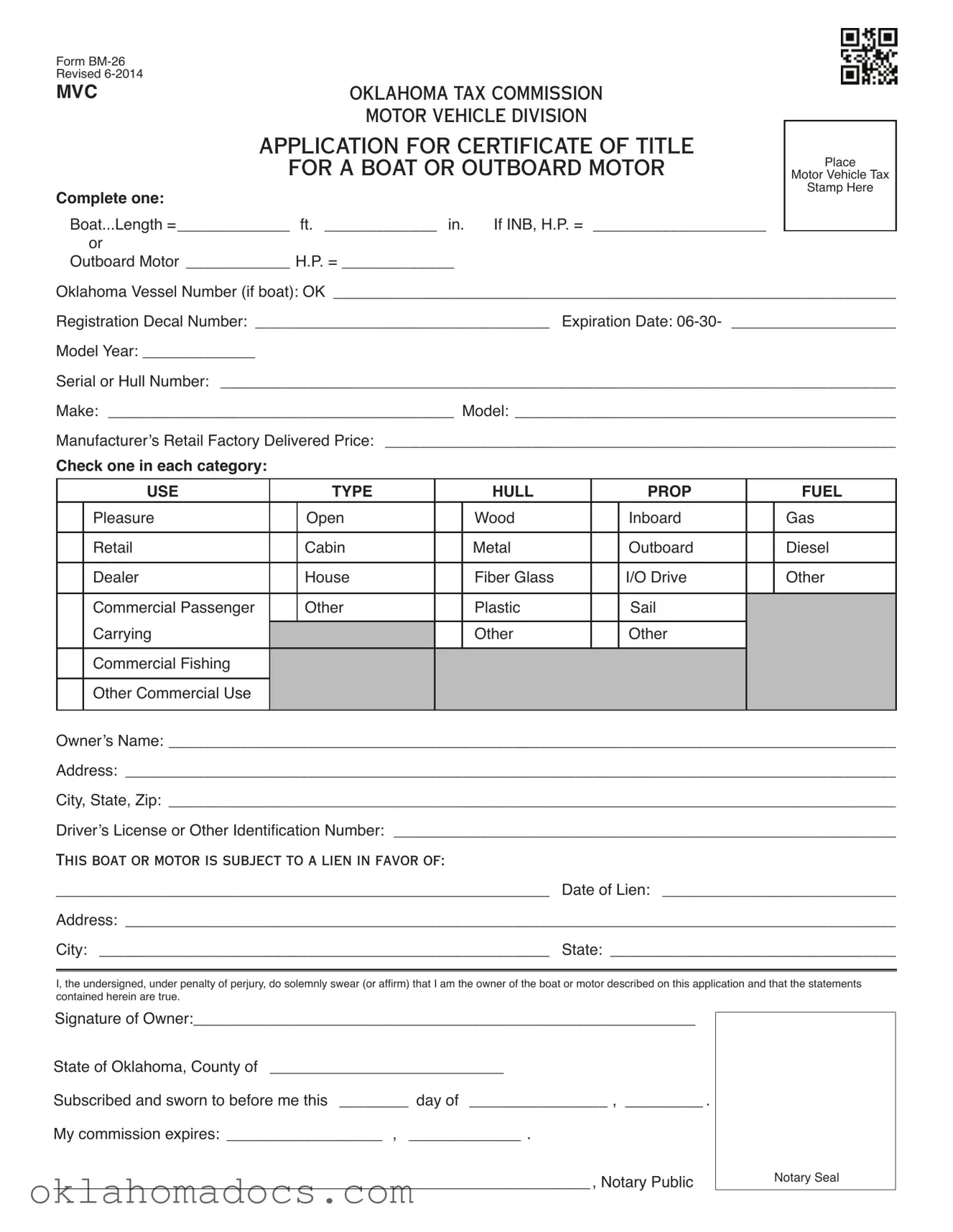 Free Oklahoma Bm 26 Form