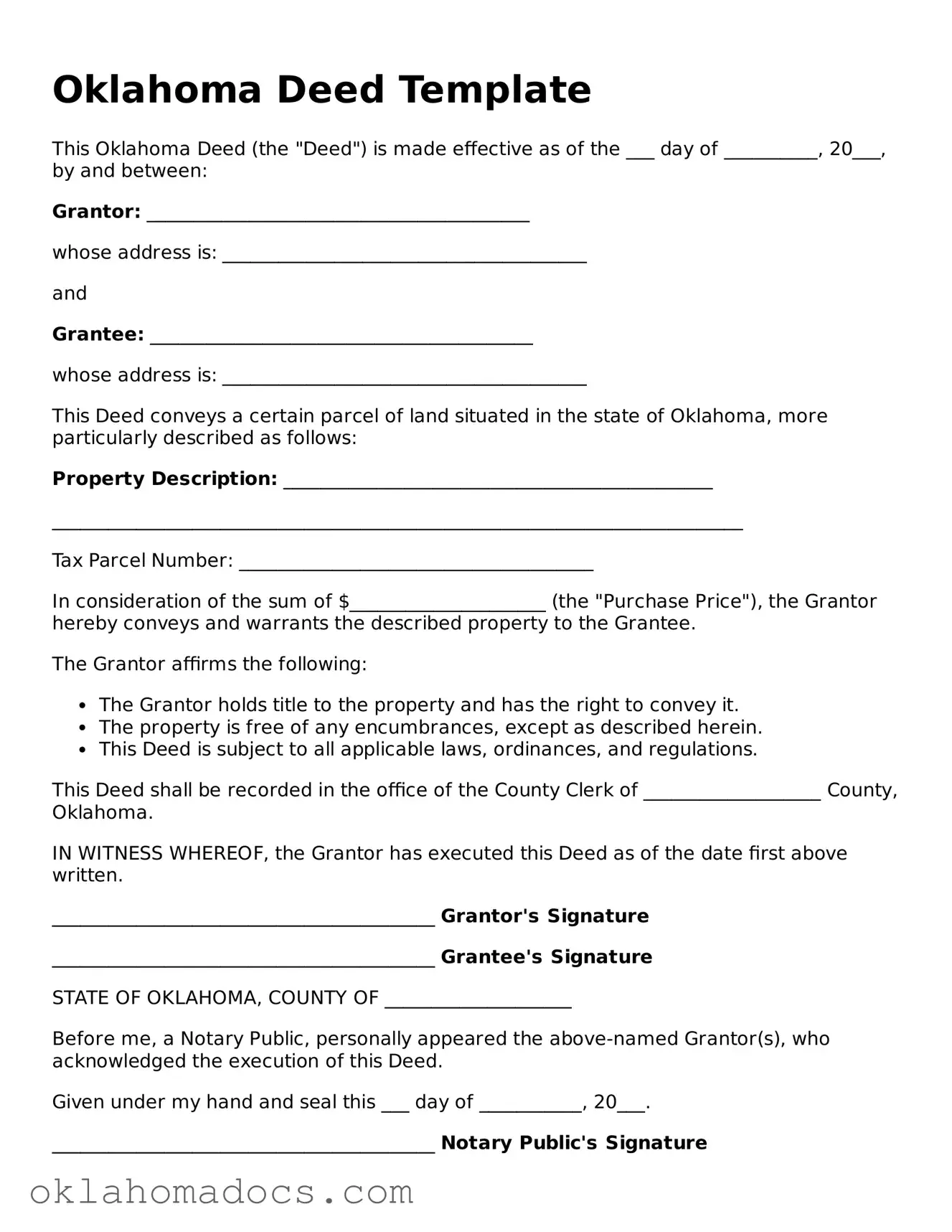 Attorney-Verified Oklahoma Deed Template