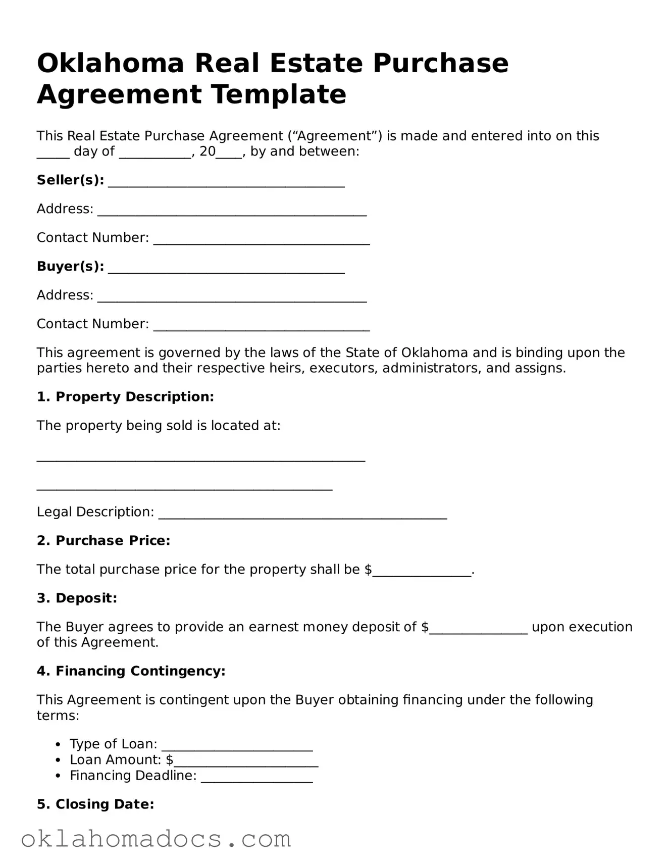 Attorney-Verified Oklahoma Real Estate Purchase Agreement Template