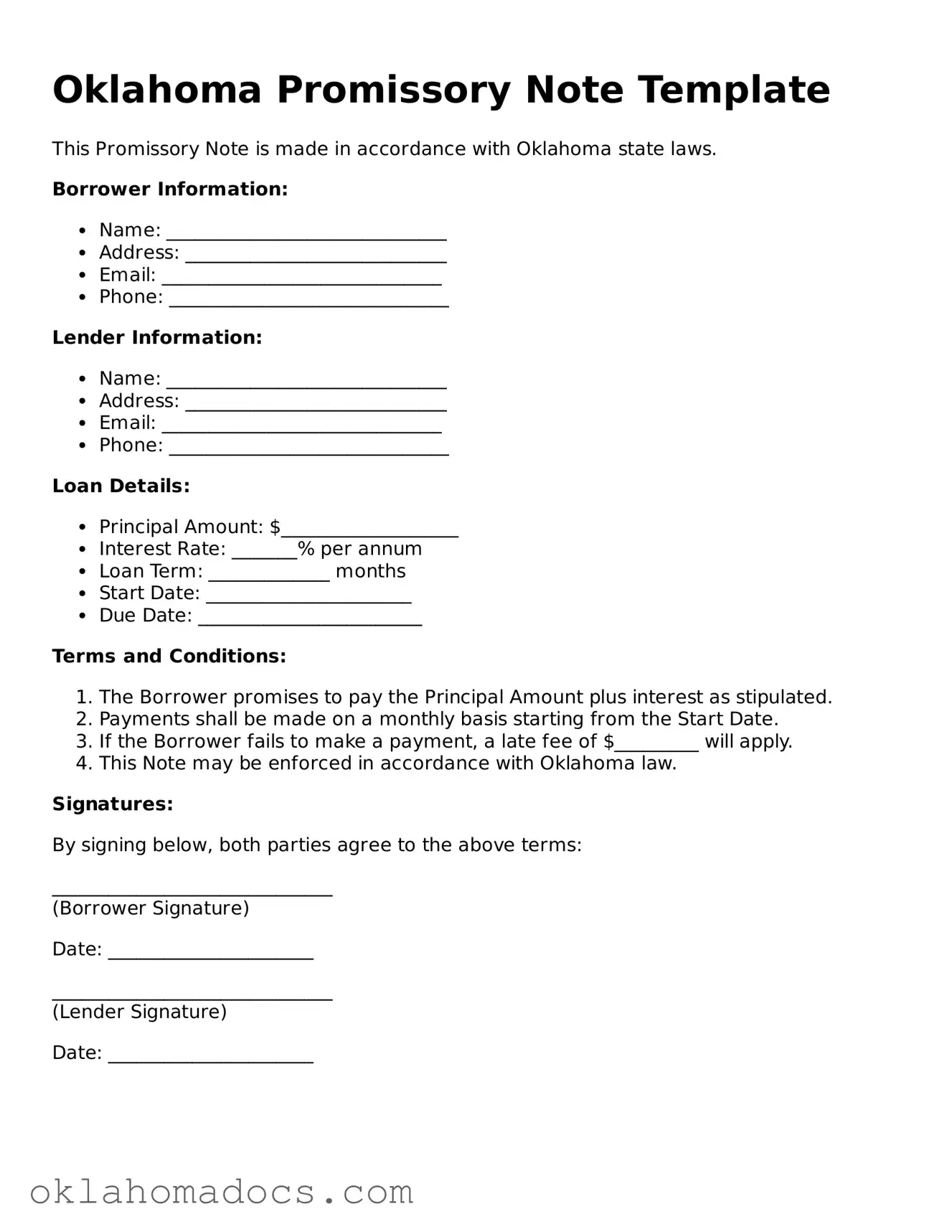 Attorney-Verified Oklahoma Promissory Note Template