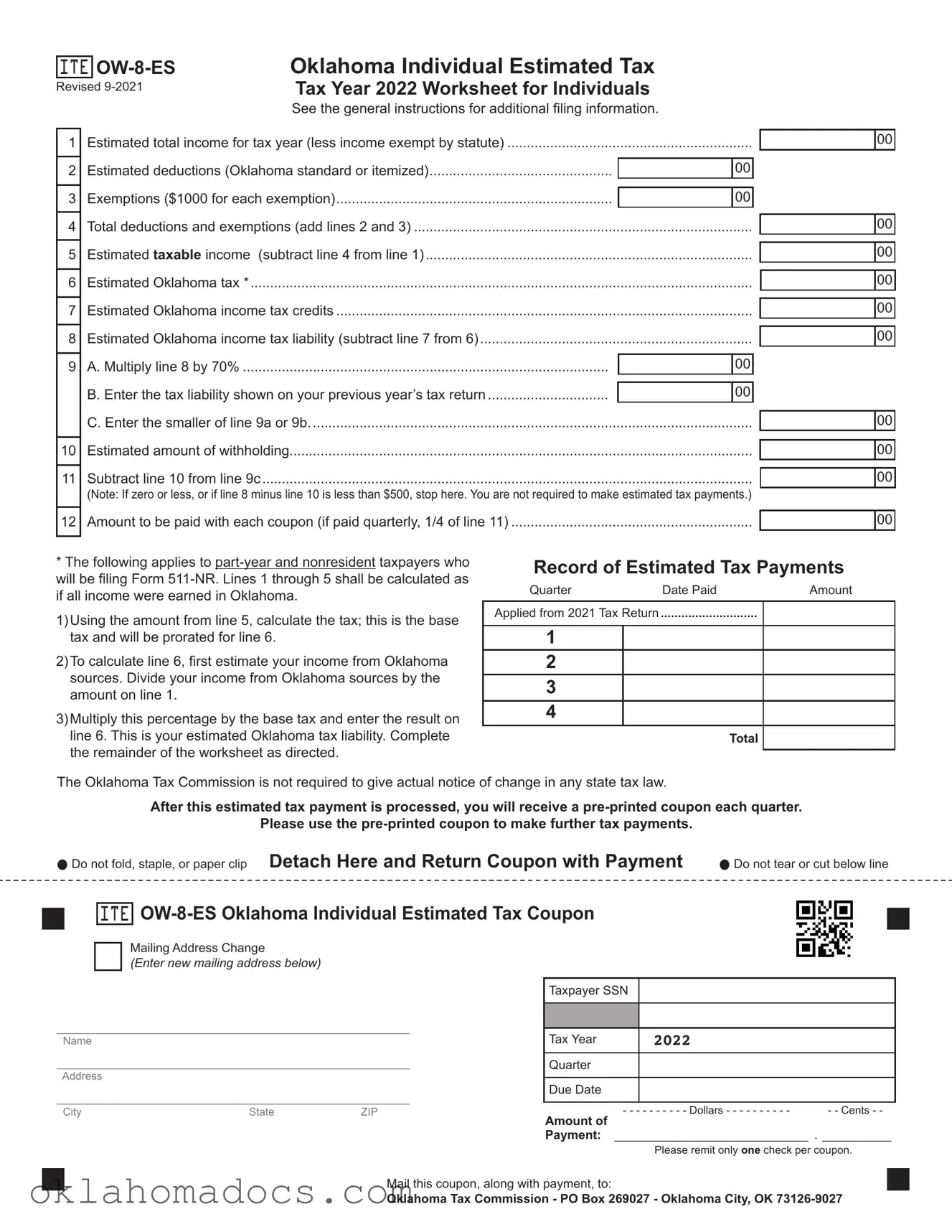 Free Ow 8 Es Oklahoma Form
