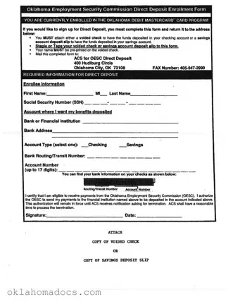 Free Employment Oklahoma Form