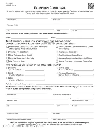 Free Oklahoma 13 79 Form