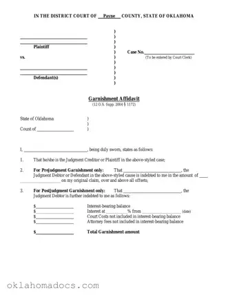 Free Oklahoma 20 Form