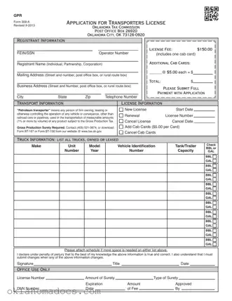 Free Oklahoma 309A Form