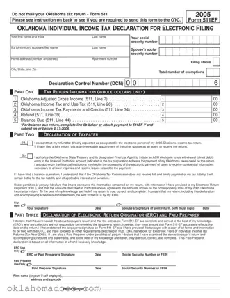 Free Oklahoma 511Ef Form