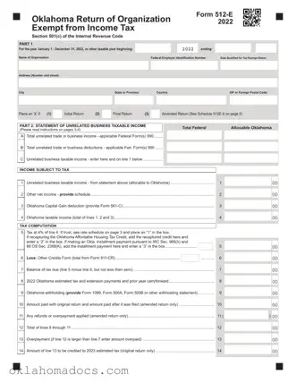 Free Oklahoma 512E Form