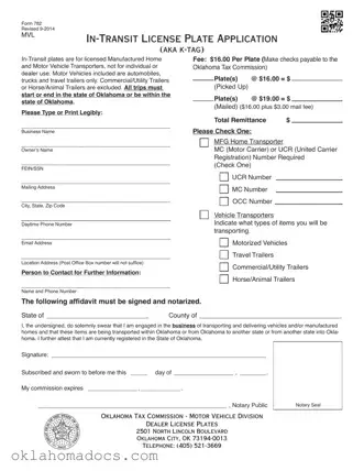 Free Oklahoma 782 Form