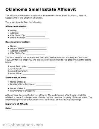Attorney-Verified Oklahoma Small Estate Affidavit Template