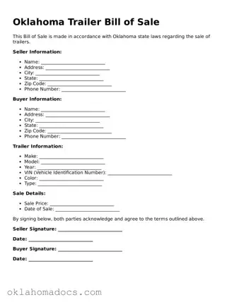 Attorney-Verified Oklahoma Trailer Bill of Sale Template