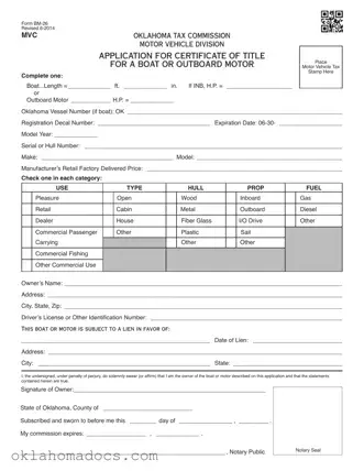 Free Oklahoma Bm 26 Form