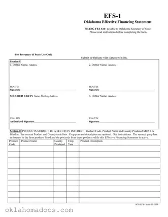 Free Oklahoma Efs 1 Form