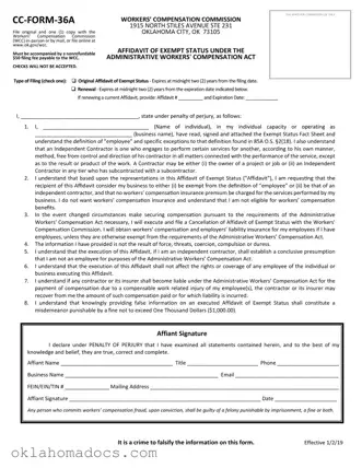 Free Oklahoma Exempt Form