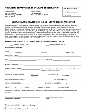 Free Oklahoma Fishing License Application Form