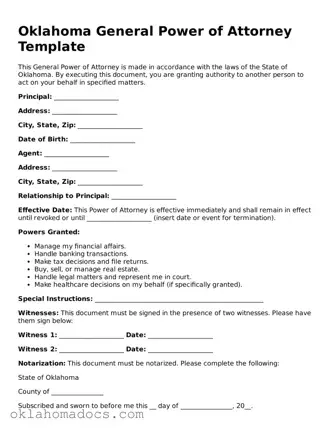 Attorney-Verified Oklahoma General Power of Attorney Template