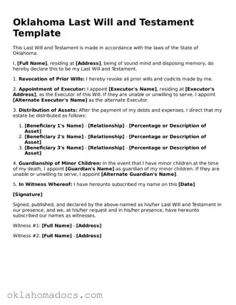 Attorney-Verified Oklahoma Last Will and Testament Template