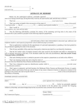 Free Oklahoma Legal Heirship Form