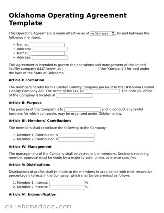 Attorney-Verified Oklahoma Operating Agreement Template