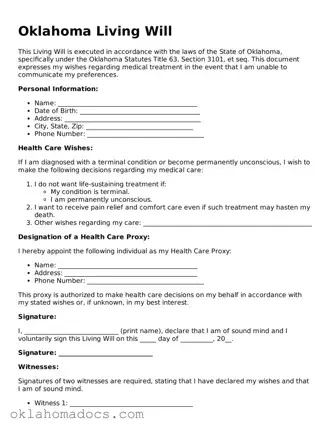 Attorney-Verified Oklahoma Living Will Template