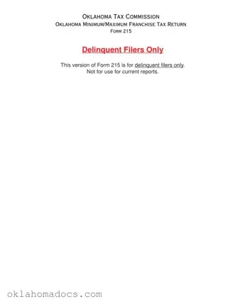 Free Oklahoma Minimum Franchise Tax Form