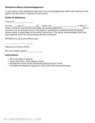 Attorney-Verified Oklahoma Notary Acknowledgement Template