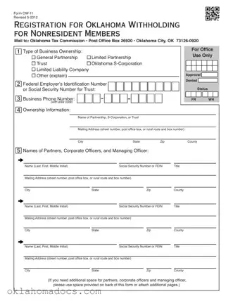 Free Oklahoma Ow 11 Form