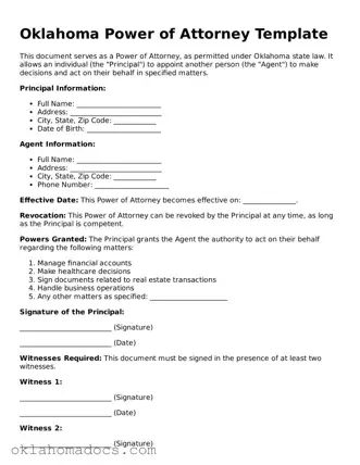 Attorney-Verified Oklahoma Power of Attorney Template