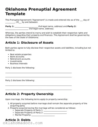 Attorney-Verified Oklahoma Prenuptial Agreement Template