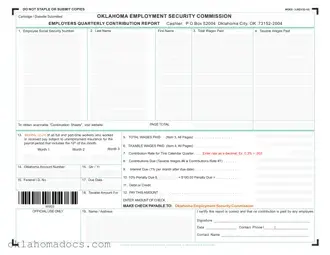 Free Oklahoma Quarterly Contribution Report Form