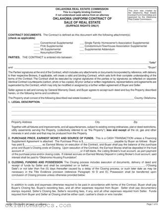 Free Oklahoma Real Estate Form
