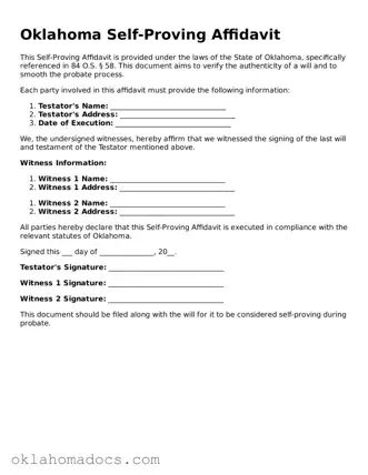 Attorney-Verified Oklahoma Self-Proving Affidavit Template