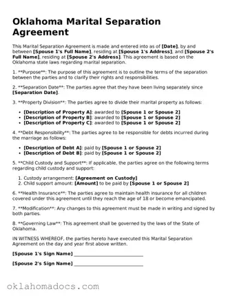 Attorney-Verified Oklahoma Marital Separation Agreement Template
