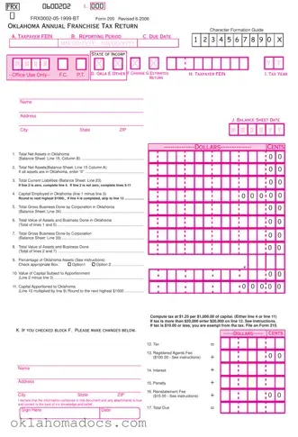 Free Oklahoma Tax Return 200 Form