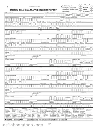 Free Oklahoma Traffic Collision Report Form